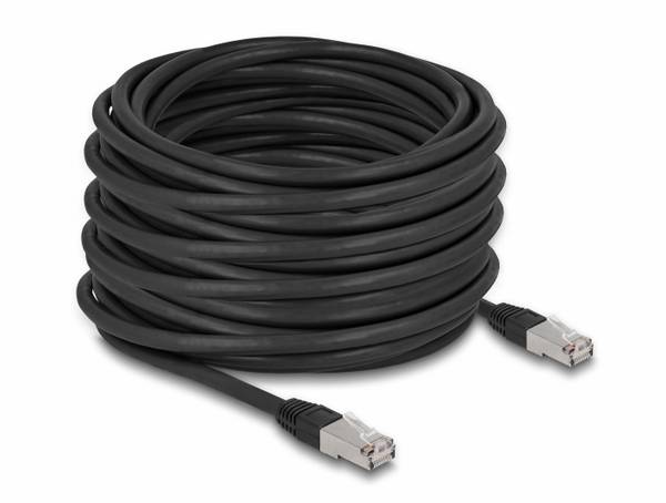 Delock 80132 RJ45 Nätverkkabel, Patchkabel CAT 6A S/FTP 20.00 m Svart Vattentät, Köldbeständig, Inte korrosiv, lämpar sig för utomhusbruk, Skärmad, PE-mantel, Värmebeständig, UV-beständig 1 st