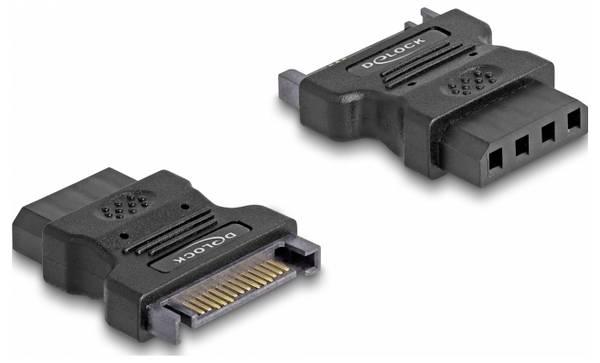 Delock Diskenhet, Ström Adapter [1x Molex 4-pol hona - 1x SATA-strömkontakt hane 15-pol] 0 mm Flerfärgad