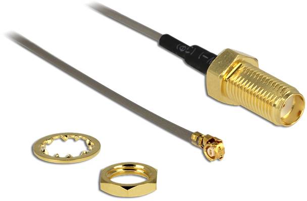 Delock WiFI-antenn Anslutningskabel [1x SMA hona - 1x IPEX hane] 0 cm Svart-1