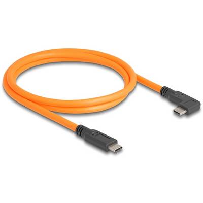 En orange USB-C-kabel som är lämplig för dataöverföring och laddning av enheter.
