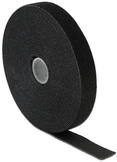 Delock 18716 Kardborreband för paketering Statisk del och fleecedel (L x B) 10 m x 20 mm Svart 1 st-1