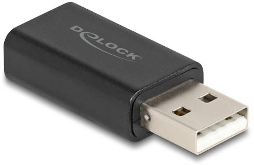 En USB-adapter från Delock i svart med en USB-A-kontakt.