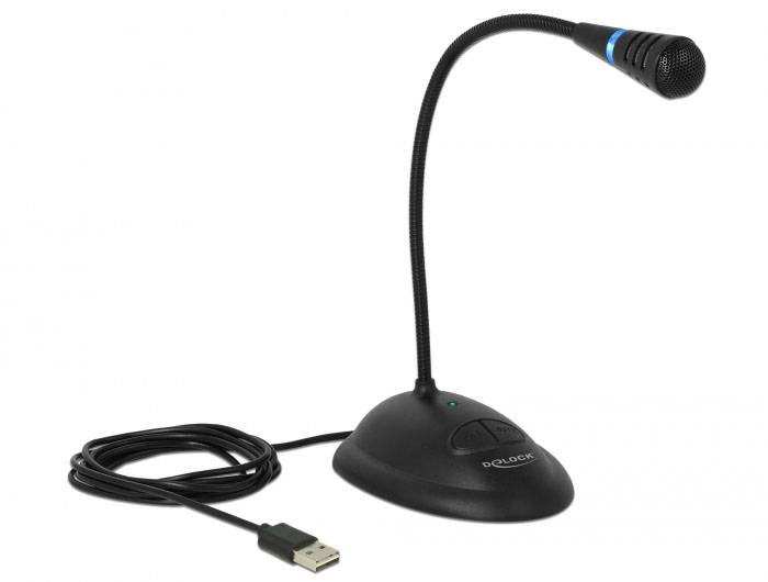 Svanhals USB-mikrofon Delock 65871 Sändare signal:USB, Sladd inkl. kabel, Stativ-1