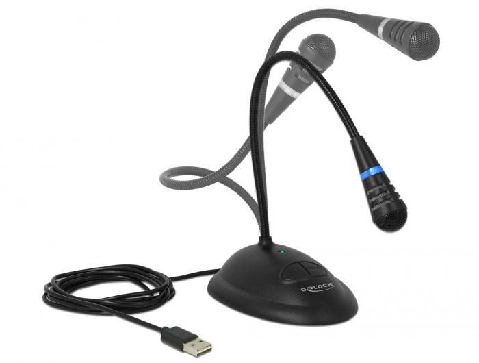 Svanhals USB-mikrofon Delock 65871 Sändare signal:USB, Sladd inkl. kabel, Stativ-3