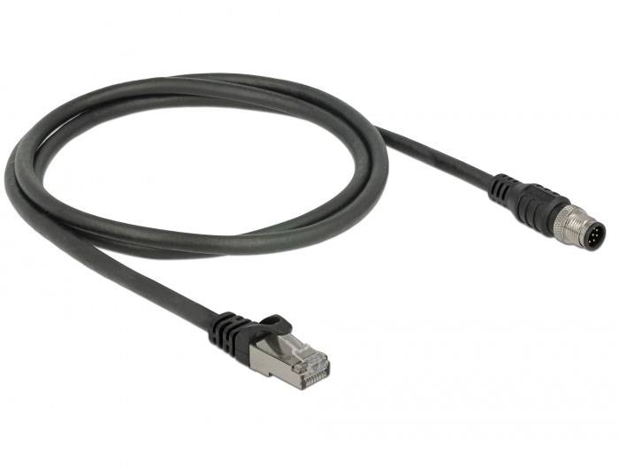 Delock RJ45 / M 12 Nätverk Adapter CAT 5e [1x RJ45 hane - 1x M12-kontakt] 1 m Svart-2