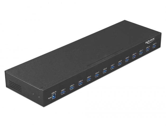 Delock 64039 USB-hubb 13 Port USB-A, DC-uttag 3,5 mm USB 3.2 Gen1 5 GBit/s Svart 64039-4