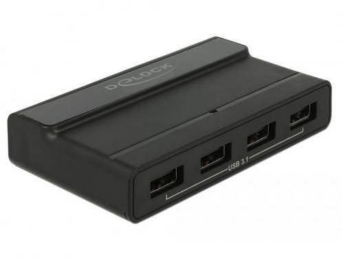 Delock 64053 USB-hubb 4 Port USB-A USB 3.1 Gen2 10 GBit/s med USB-C-kontakt Svart 64053
