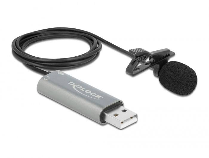 Myggmikrofon USB-mikrofon Delock 66638 Sändare signal:USB-1