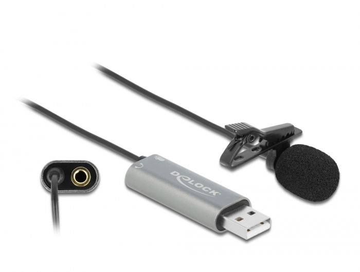 Myggmikrofon USB-mikrofon Delock 66638 Sändare signal:USB-2