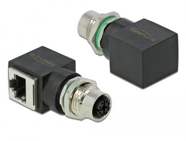 Delock M 12 / RJ45 Nätverk Adapter Kabel [1x M12-uttag - 1x RJ45 hona]  Svart