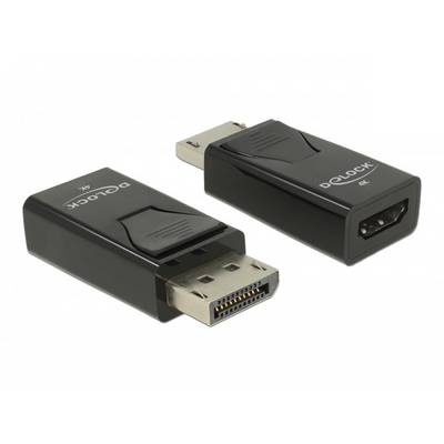 Två adaptrar, en med DisplayPort-kontakt och en med HDMI-uttag, båda märkta 'DeLOCK 4K'.