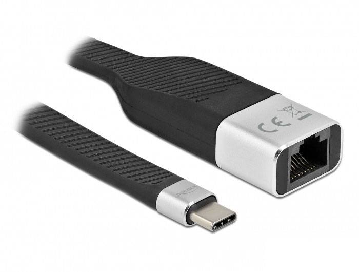 USB-C till Ethernet-adapter: Adaptern ansluter USB-C-enheter till en Ethernet-port för trådbundna nätverk.