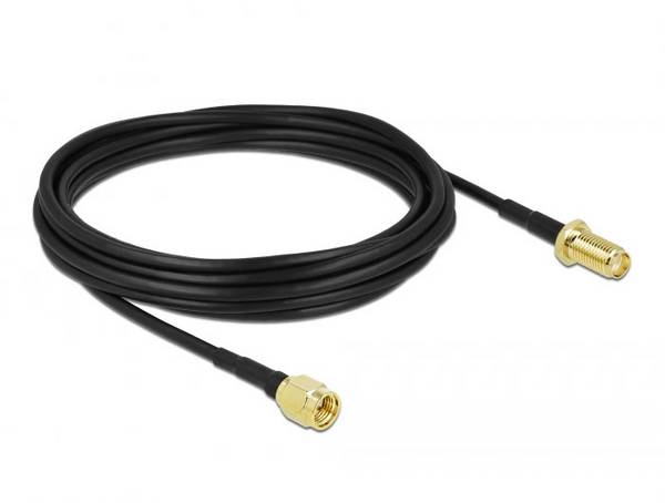 Delock WiFI-antenn Anslutningskabel [1x SMA hane - 1x SMA hona] 5 m Svart