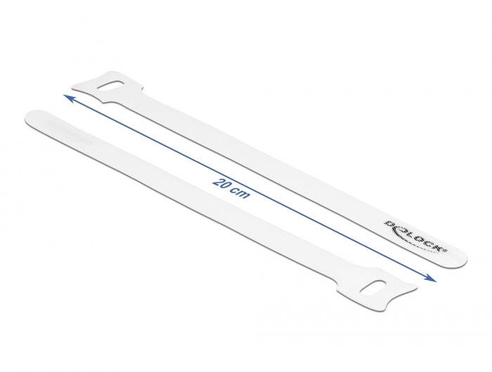 Delock Kardborreband-bundtband för paketering för fixering (L x B) 200 mm x 12 mm Vit 10 st-2