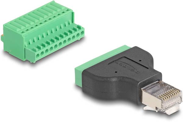 Delock RJ50 Nätverk Adapter Kabel [1x RJ50-kontakt - 1x Uttag]  Svart, Grön