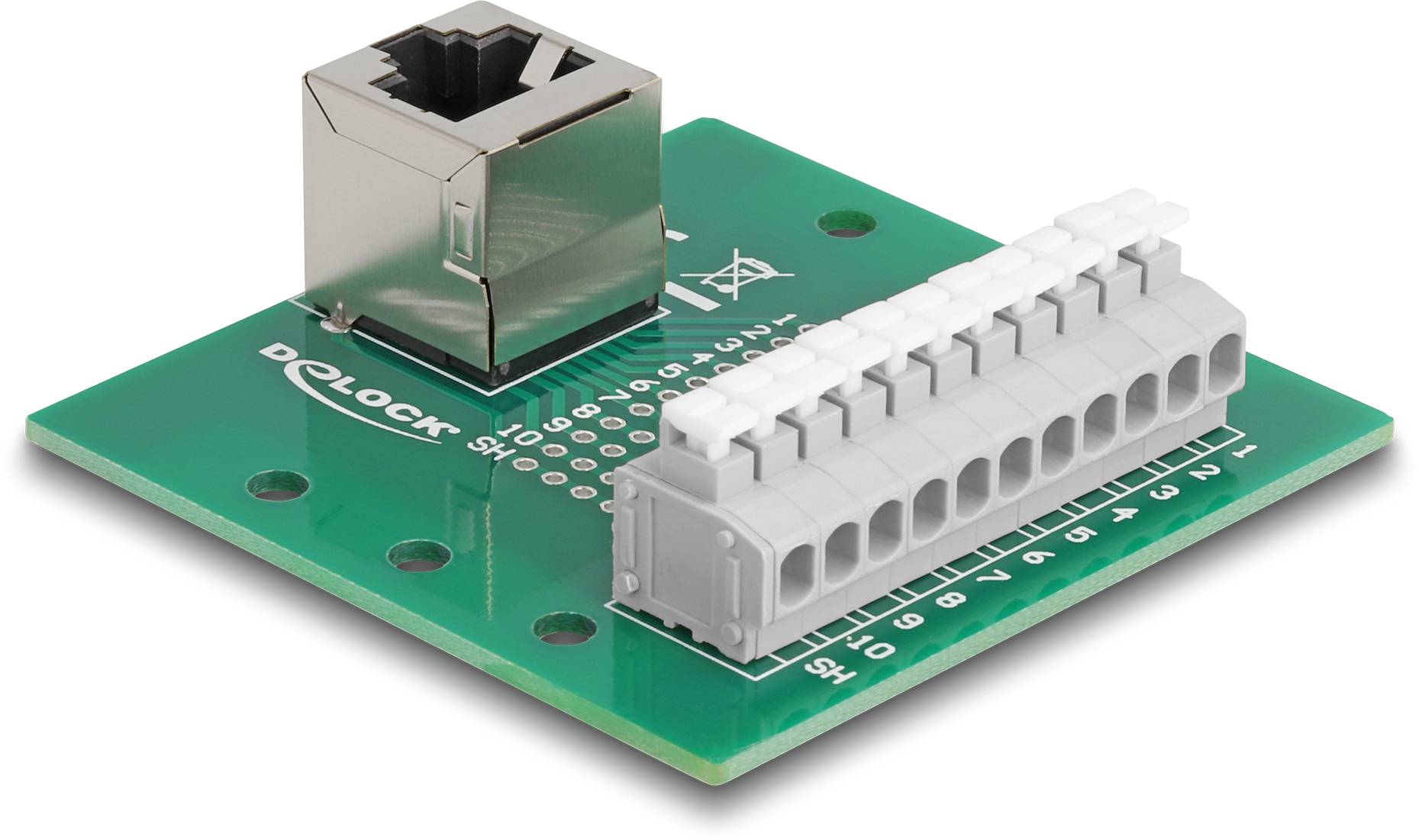 Delock RJ50 Nätverk Adapter [1x RJ50-uttag - 1x Uttag] 0 mm Grön, Grå-2