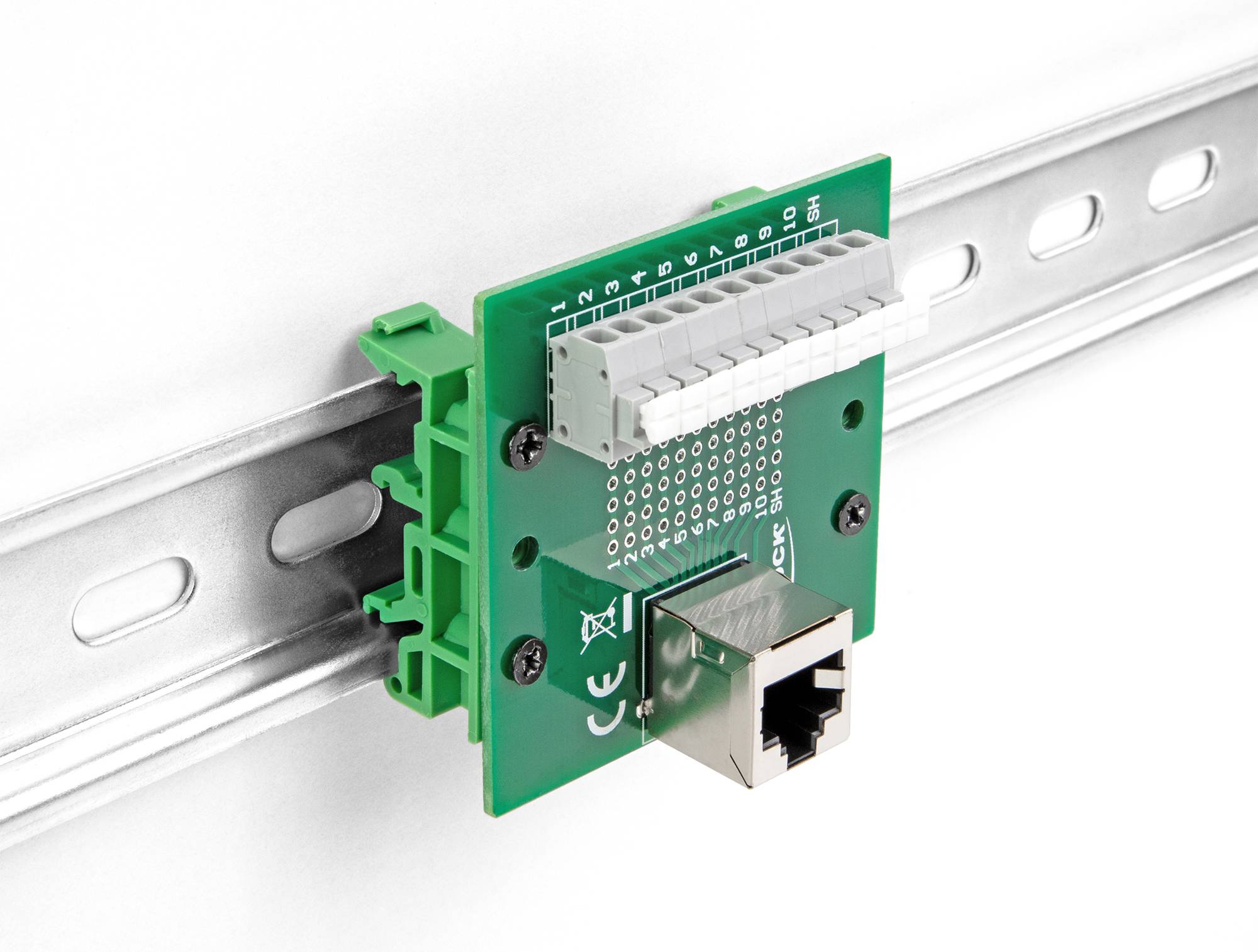 Delock RJ50 Nätverk Adapter [1x RJ50-uttag - 1x Uttag] 0 mm Grön, Grå-4