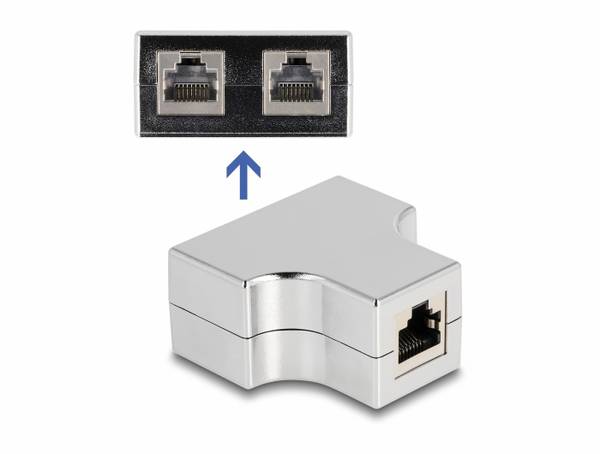 Delock RJ45 Nätverk Adapter CAT 5e [1x RJ45 hona - 2x RJ45 hona]  Silver