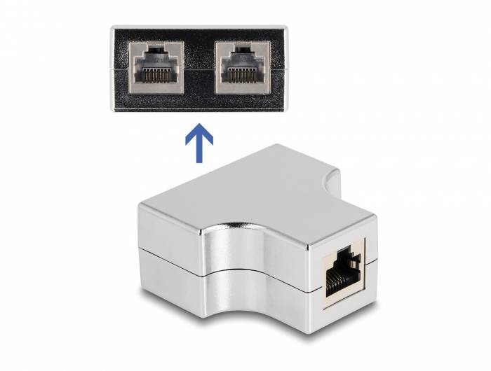 Delock RJ45 Nätverk Adapter CAT 5e [1x RJ45 hona - 2x RJ45 hona] Silver-1