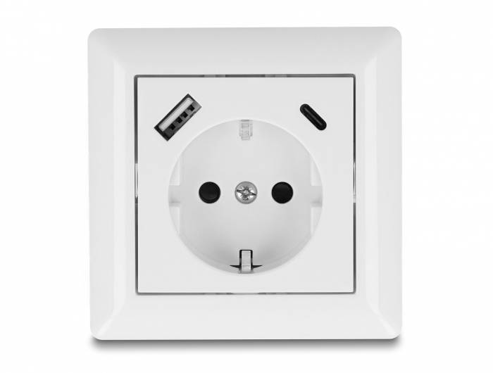 Delock 11499 Vägguttag för inbyggnad med USB-C®, USB-uttag Vit-1