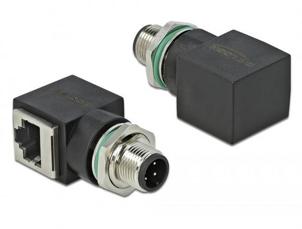 Delock M 12 / RJ45 Nätverk Adapter Kabel [1x M12-kontakt - 1x RJ45 hona]  Svart