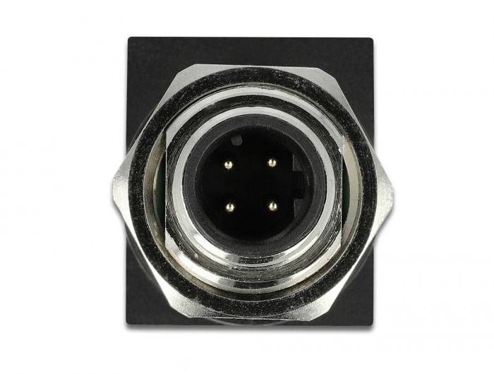 Delock M 12 / RJ45 Nätverk Adapter Kabel [1x M12-kontakt - 1x RJ45 hona] Svart-2