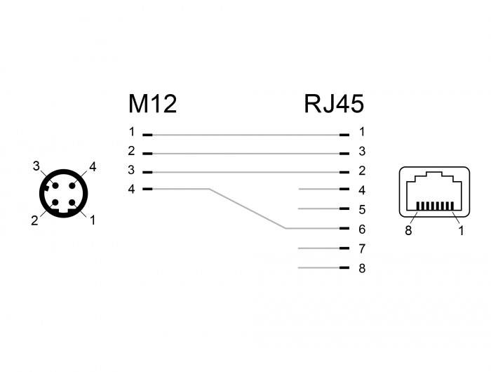 Delock M 12 / RJ45 Nätverk Adapter Kabel [1x M12-kontakt - 1x RJ45 hona] Svart-3