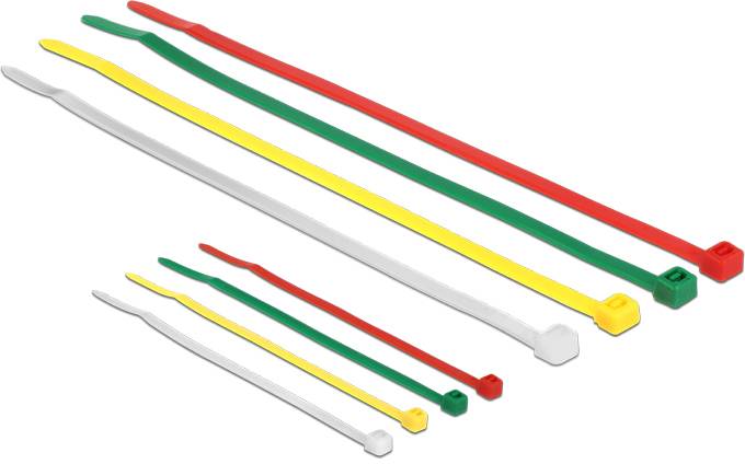 Delock 18628 Buntband sortiment 100 mm 2.5 mm Grön, Röd, Transparent, Gul Med färgmärkning 1 set-1