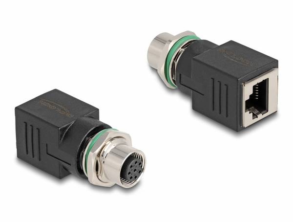 Delock M 12 / RJ45 Nätverk Adapter Kabel [1x M12-uttag - 1x RJ45 hona]  Svart