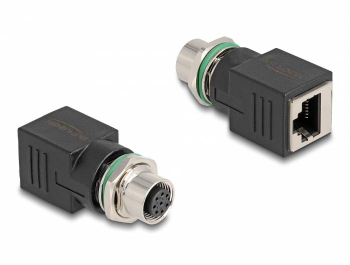 Delock M 12 / RJ45 Nätverk Adapter Kabel [1x M12-uttag - 1x RJ45 hona] Svart-0
