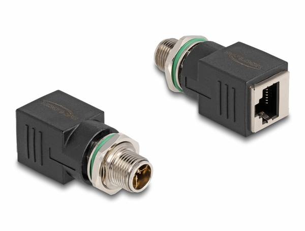 Delock M 12 / RJ45 Nätverk Adapter Kabel [1x M12-kontakt - 1x RJ45 hona]  Svart