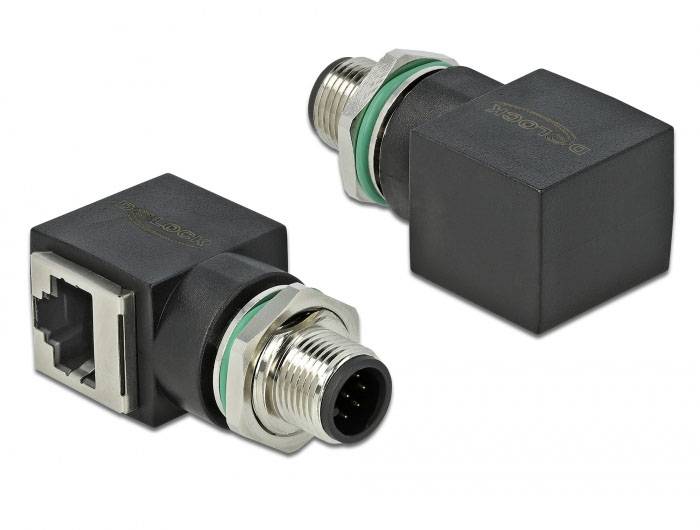 Delock M 12 / RJ45 Nätverk Adapter Kabel [1x M12-kontakt - 1x RJ45 hona] Svart-0