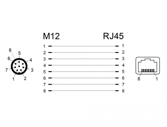 Delock M 12 / RJ45 Nätverk Adapter Kabel [1x M12-kontakt - 1x RJ45 hona] Svart-3