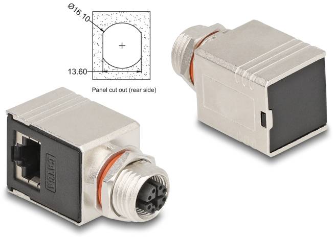 Delock M 12 / RJ45 Nätverk Adapter Kabel [1x M12-uttag - 1x RJ45 hona] Svart-2
