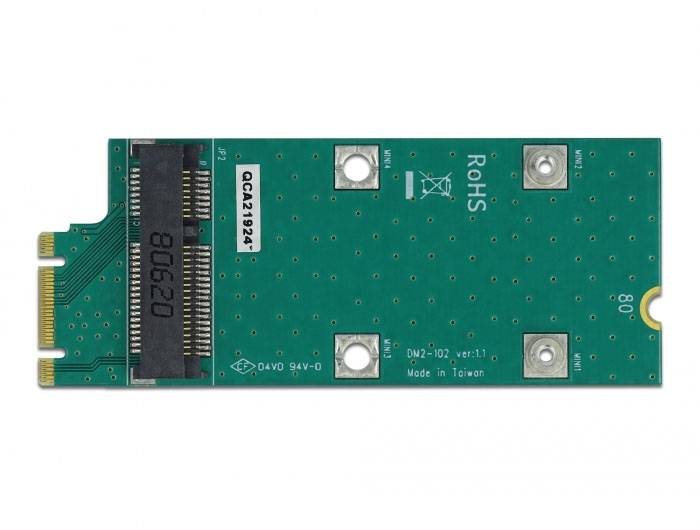 Delock Seriell Adapter [1x M.2 Key B-kontakt - 1x Mini PCIe] 0 mm Grön-3