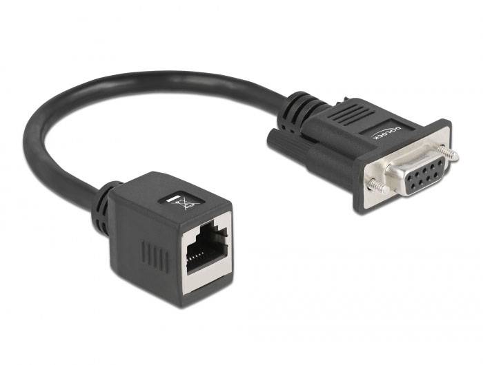 Delock Seriell Adapter [1x D-SUB hona 9-pol - 1x RJ45 hona] 20 cm Svart-1