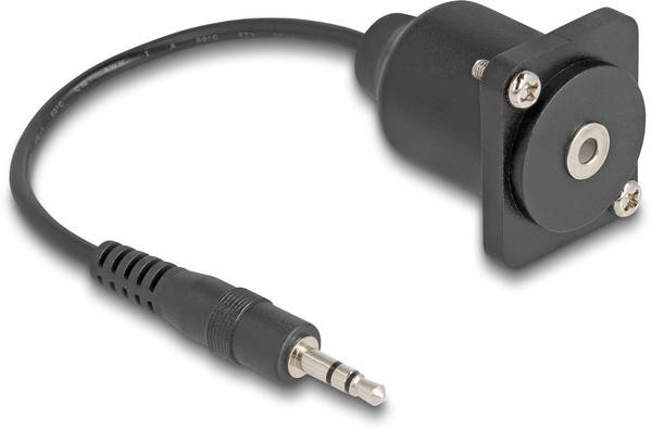 Delock 88150 Teleplugg Audio Anslutningskabel [1x Teleplugg 3.5 mm - 1x Telejack 3.5 mm] 0.2 m Svart