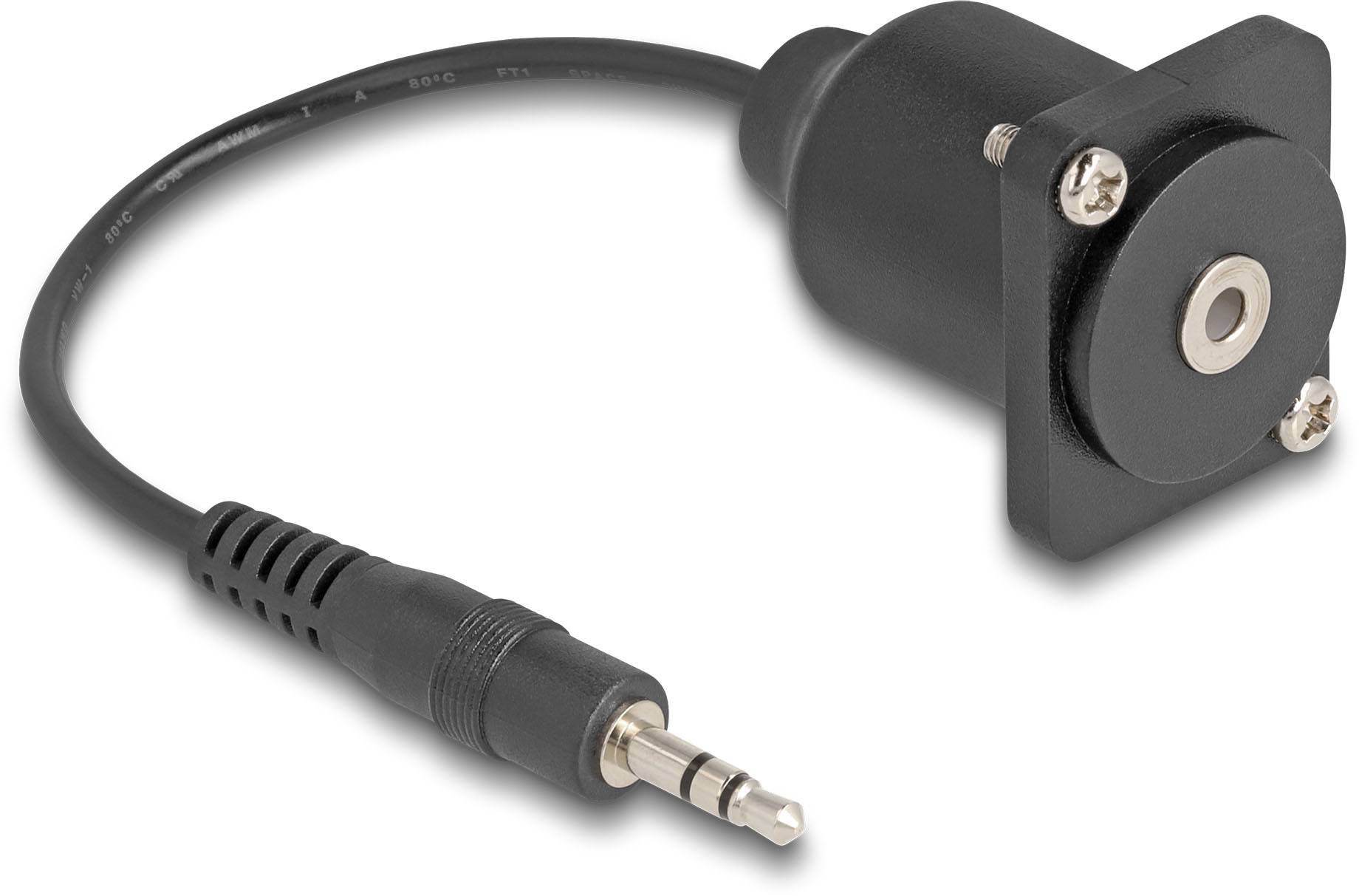 Delock 88150 Teleplugg Audio Anslutningskabel [1x Teleplugg 3.5 mm - 1x Telejack 3.5 mm] 0.2 m Svart-1