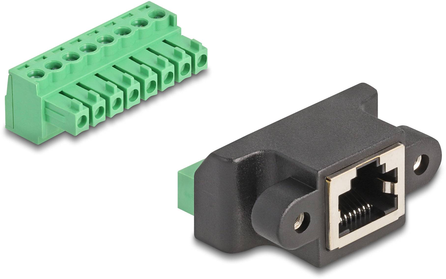Delock RJ45 Nätverk Adapter Kabel [1x RJ45 hona - 1x Uttag] Svart, Grön-2