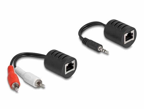 Delock 87859 RJ45 / Teleplugg / RCA Audio Anslutningskabel [1x RJ45 hona - 1x Teleplugg 3.5 mm, RJ45 hona, RCA-hane] 0.004 m Svart, Röd, Vit
