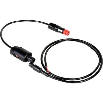 En svart kabel med kontakter i båda ändar. Lämpad för strömförsörjning eller anslutning till elektroniska enheter.