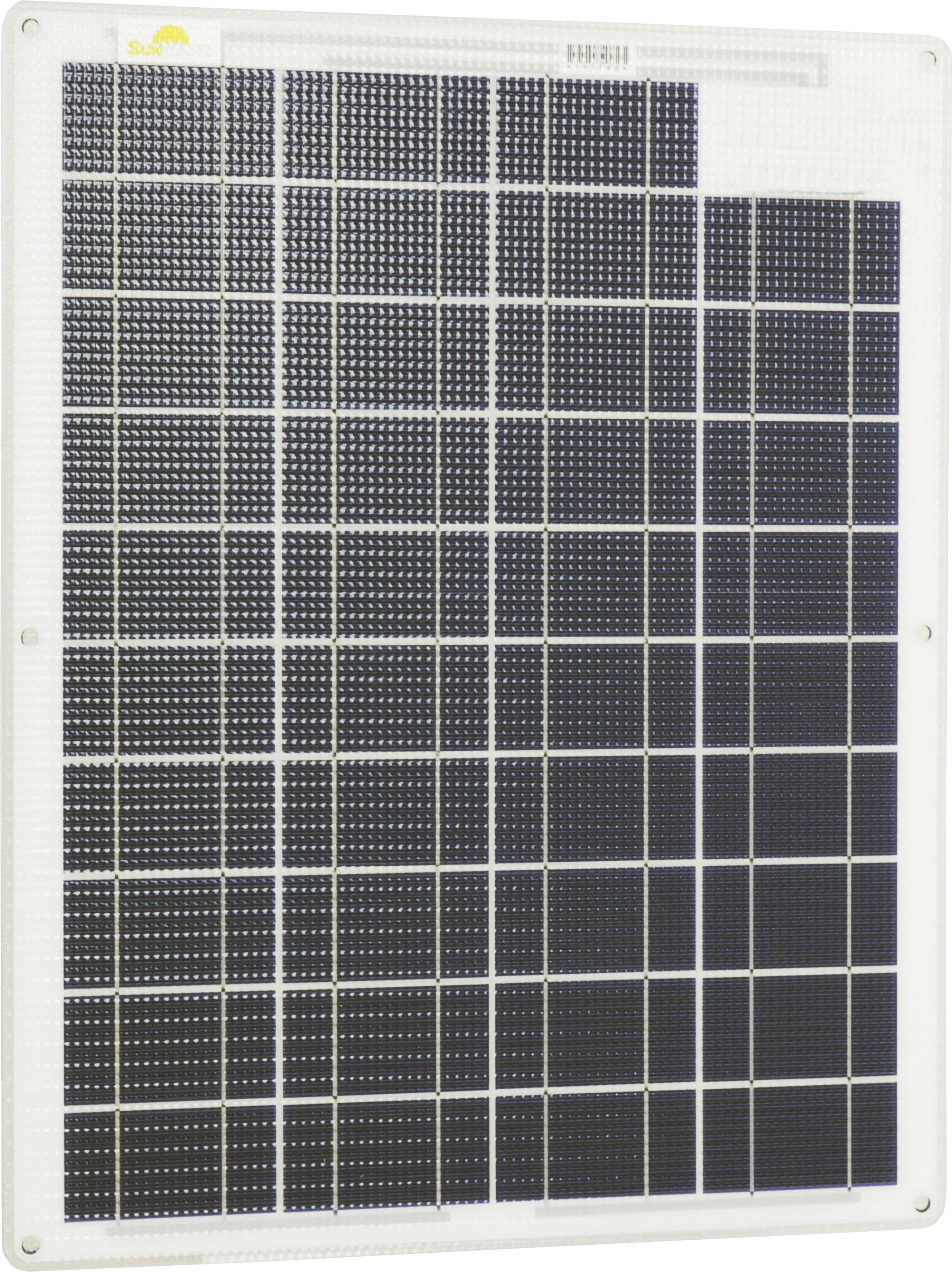 Närbild av en solarpanel med flera kvadratiska solceller i ett rutnätsmönster. Den visar varierande nyanser av svart.
