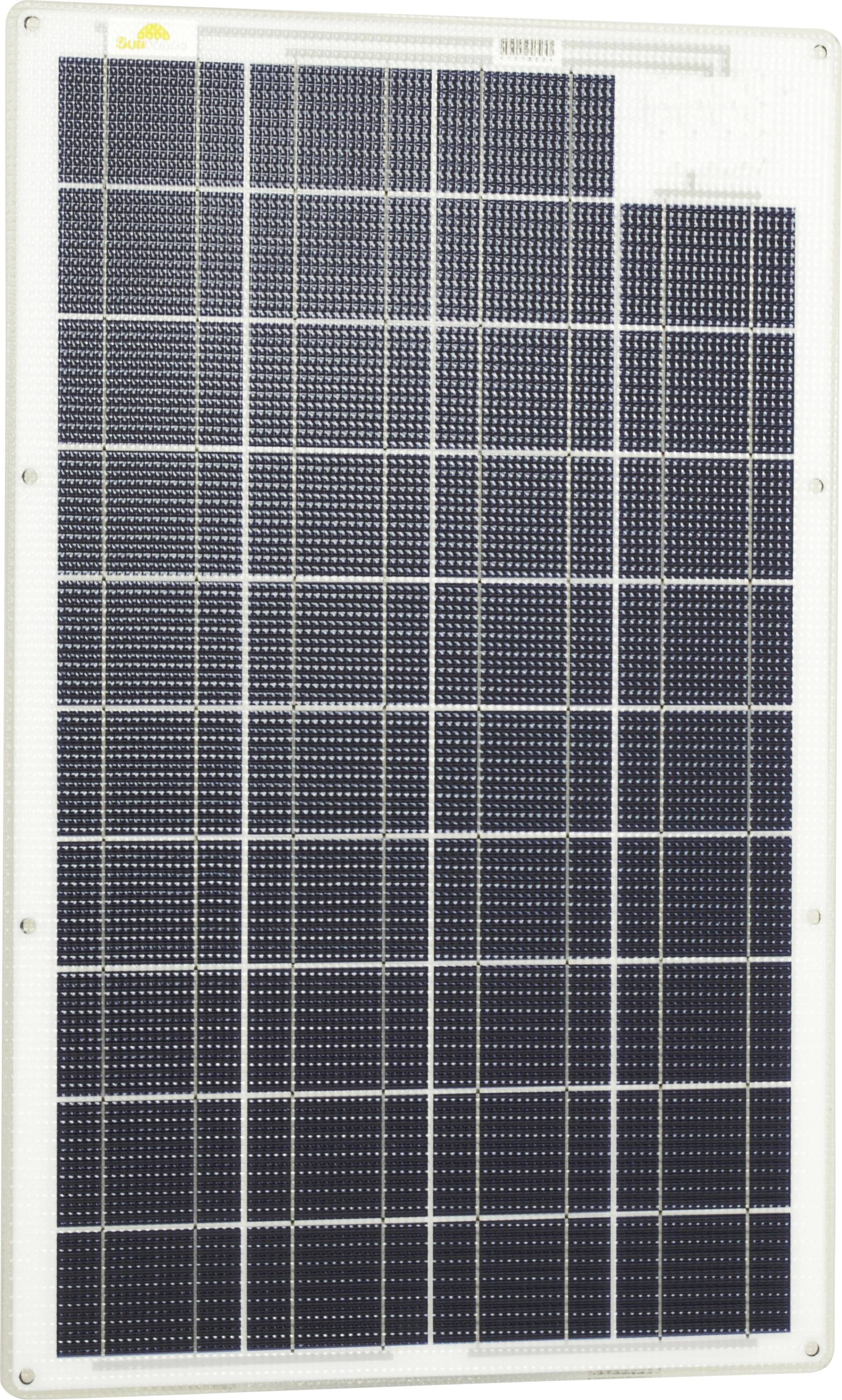 En rektangulär solarpanel med ett stort antal små, kvadratiska celler i ett jämnt rutnätsmönster.
