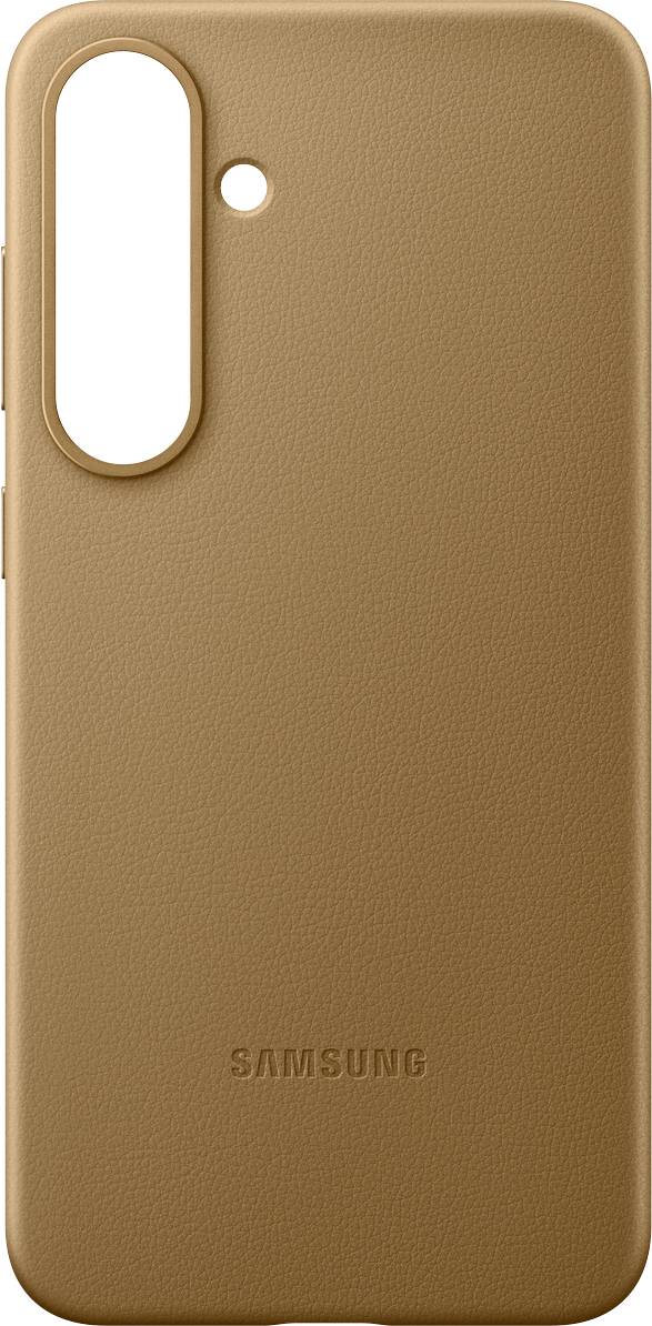 Brun Samsung-mobilfodral med mjuk textur och kameraöppning på höger sida.