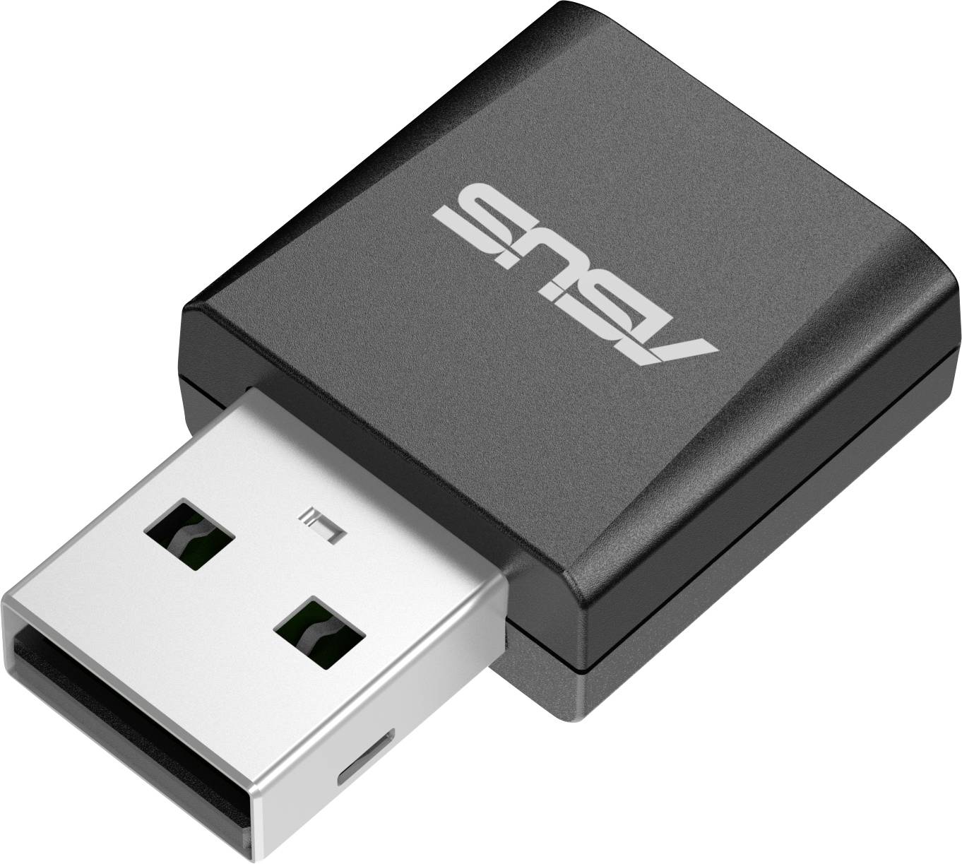 Svart USB WLAN-adapter med varumärke, kompakt, passar till USB-portar, förbättrar Wi-Fi-anslutningen.