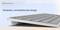 Microsoft Surface-tangentbord i skrå vinkel. Text: 'Slank, minimalistisk design.' Grå bakgrund med färgövergång.