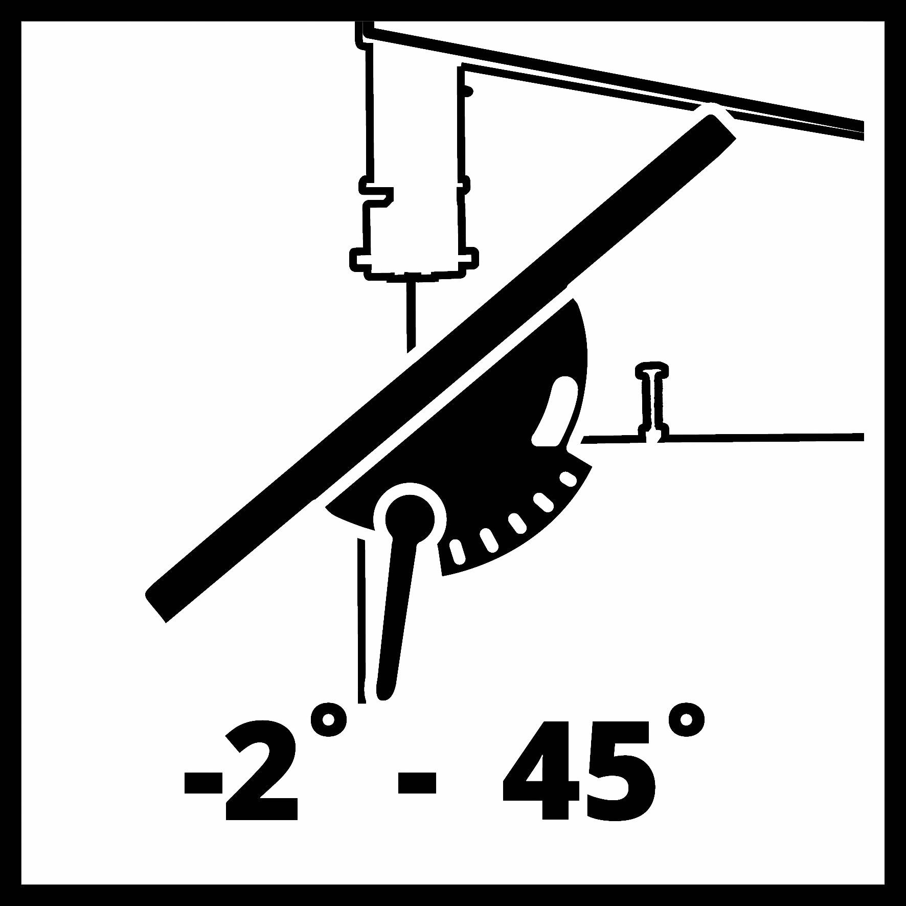 Skivlutning från -2° till 45° med en illustration av en lutningsvinkel som visar en rotor