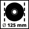 En svart symbol på vit bakgrund visar en CD med en diameter på Ø 125 mm.