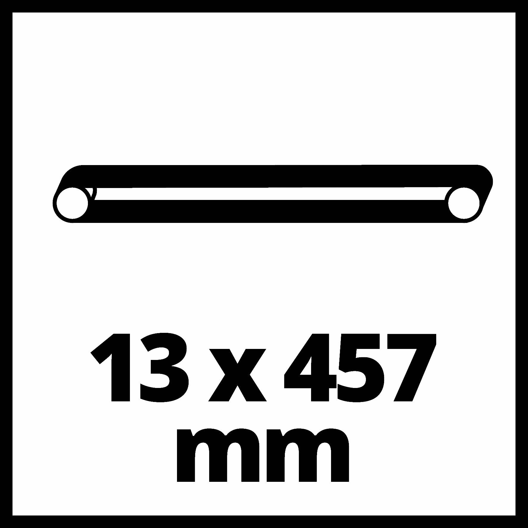 '13 x 457 mm' visas under en stiliserad rulle.