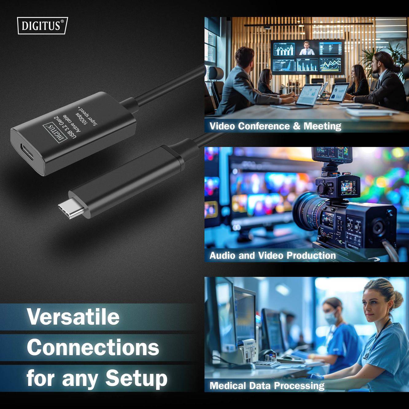 Digitus USB-kabel USB 3.2 Gen2, USB 3.2 Gen2, USB 3.2 Gen1, USB 3.2 Gen1, USB 3.1 Gen2, USB 3.1 Gen1, USB 3.0 USB-C®, US-6